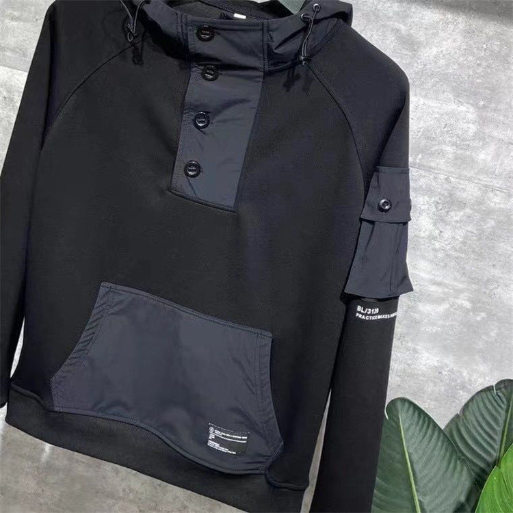 Men's Fleece Loose Sweater Hooded Tool Pullover Street King Apparel