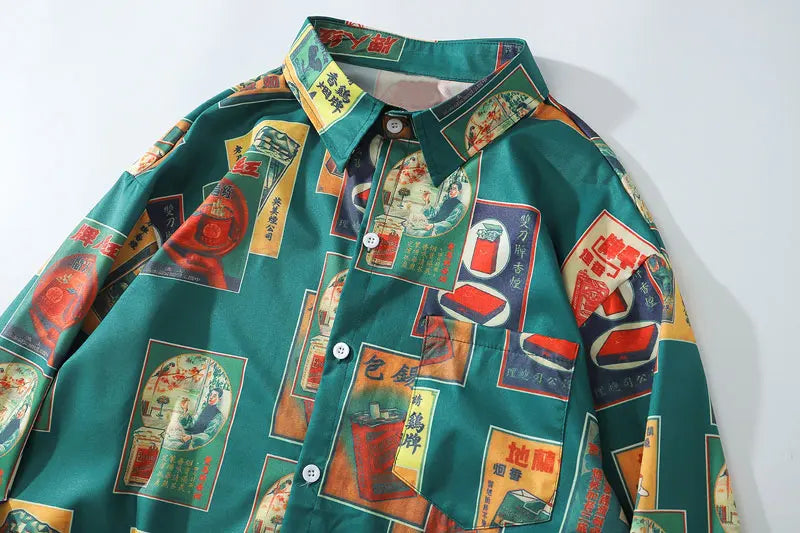 Streetwear Gonthwid Hawaiian Beach Shirts Harajuku Vintage Poster Print Long Slee Gonthwid Hawaiian Beach Shirts Harajuku Vintage Poster Print Long Sleeve Aloha Party Holiday Shirt Mens Casual Button Down Tops Fashion Sweater Jacket With Graphic Design For Men