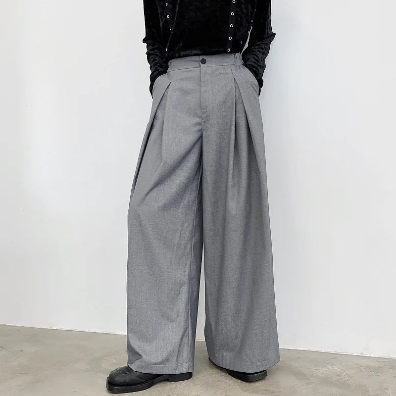 pants men high waist casual wide leg suit pant male vintage fashion japan korea streetwear loose long trousers urban fashion pants