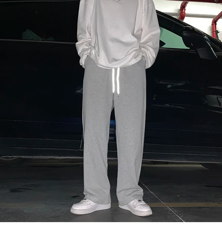 Summer Casual Pants Men Fashion Gray Black White Wide-leg Pants Men Streetwear Loose Straight Sweatpants Mens Joggers Trousers Street King Limited
