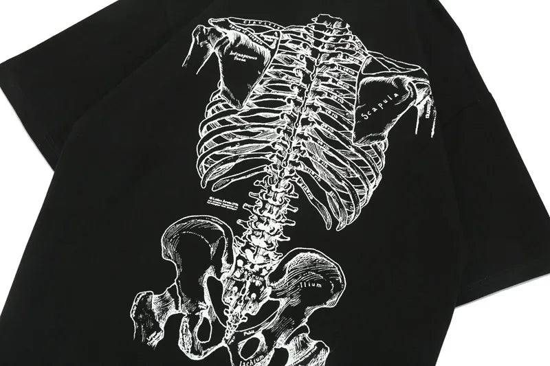 Summer Hip-hop Skull Printed Men Short-sleeved T-shirt Cotton Casual Unisex O-neck Loose Harajuku Short-sleeved Tops Tee T-shirt Street King Limited