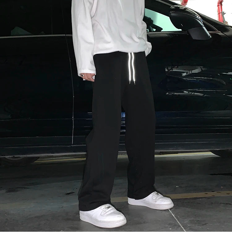Summer Casual Pants Men Fashion Gray Black White Wide-leg Pants Men Streetwear Loose Straight Sweatpants Mens Joggers Trousers Street King Limited
