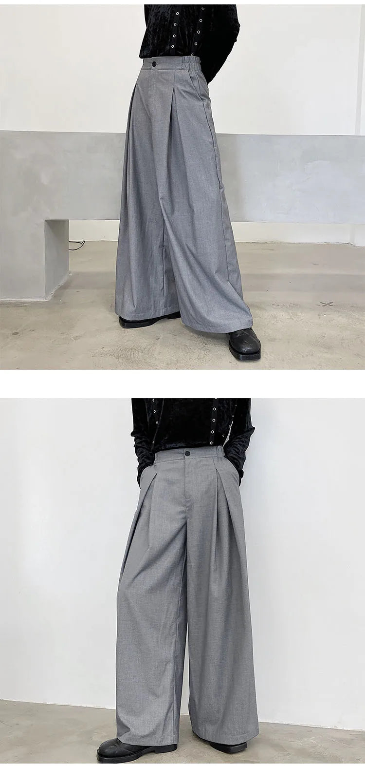pants men high waist casual wide leg suit pant male vintage fashion japan korea streetwear loose long trousers unique default style 958