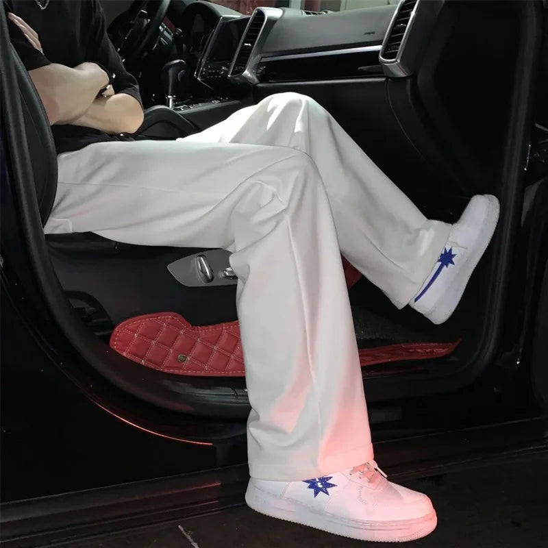 Summer Casual Pants Men Fashion Gray Black White Wide-leg Pants Men Streetwear Loose Straight Sweatpants Mens Joggers Trousers Street King Limited