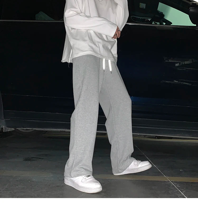 Summer Casual Pants Men Fashion Gray Black White Wide-leg Pants Men Streetwear Loose Straight Sweatpants Mens Joggers Trousers Street King Limited