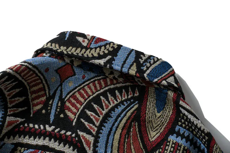 Streetwear Gonthwid Knitted Shirts Nation Style Geometry Flowers Color Block Patc Gonthwid Knitted Shirts Nation Style Geometry Flowers Color Block Patchwork Long Sleeve Button Shirt Hip Hop Casual Tops Coats Fashion Sweater Jacket With Graphic Design For Men