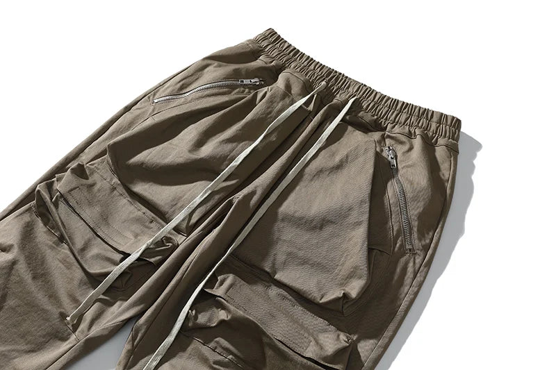 High Street Multi-pocket Drawstring Overalls Mens Straight Vibe Style Oversize Casual Cargo Pants Hip Hop Loose Baggy Trousers Street King Limited