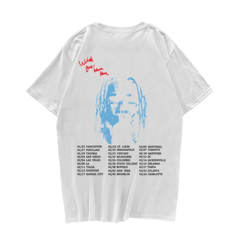 2021 New Fashion Hip Hop T Shirt Men Women Harajuku T-Shirts WISH YOU WERE HERE Letter Print Tees Tops Street King Limited