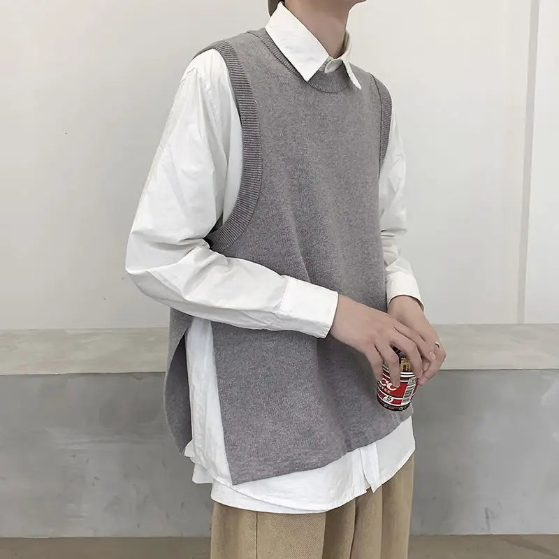 Autumn Sweater Vest Men's Fashion Retro Casual Knitted Pullover Men Slim Fit Korean Knitting Sweaters Mens Jumper Clothes M-3XL Street King Limited