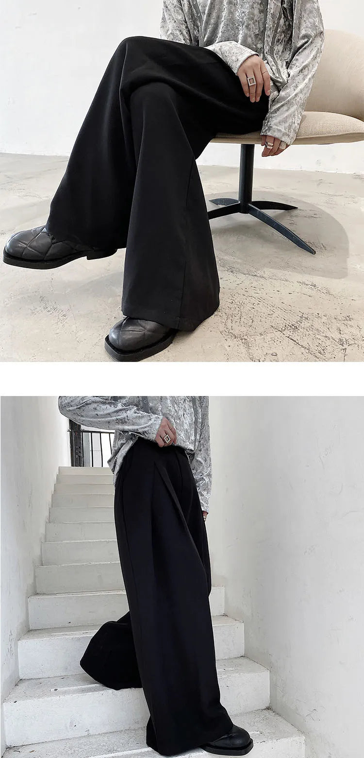 pants men high waist casual wide leg suit pant male vintage fashion japan korea streetwear loose long trousers unique default style 956