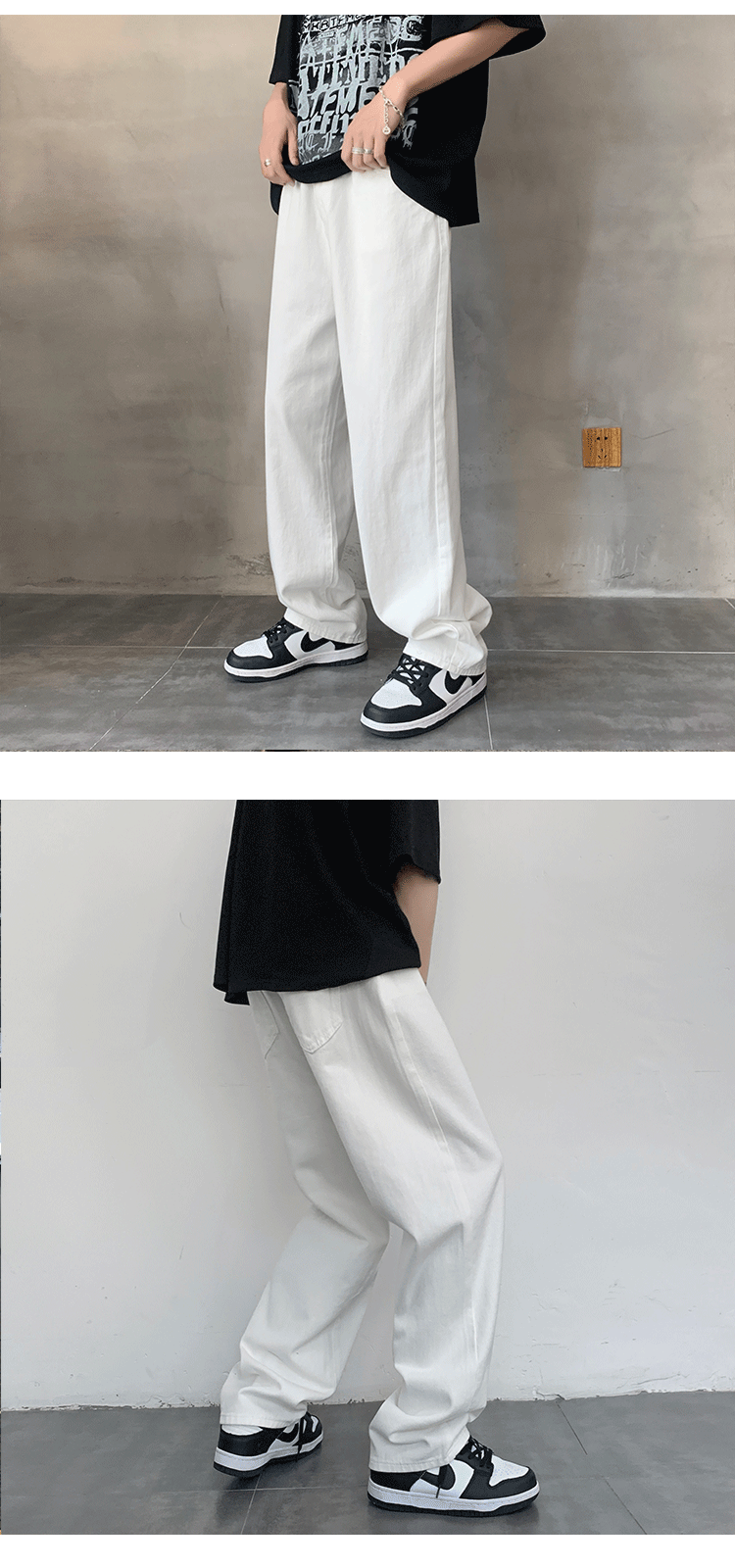 White Jeans Men Fashion Casual Wide Leg Jeans Men Streetwear Loose Hip-hop Straight Denim Pants Mens jean Trousers M-3XL Street King Limited