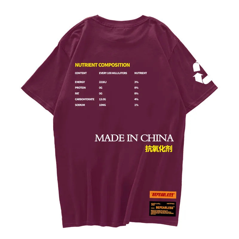 lemon tea Ripped Printed T Shirts Streetwear 2020 Hip Hop Chinese Character Casual Short Sleeve Tops Tees Men 100% cottoTshirts Street King Limited