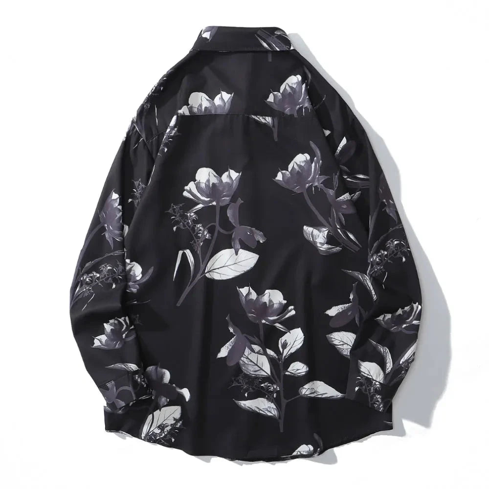 Streetwear Gonthwid Hawaiian Beach Shirts Graffiti Flowers Print Long Sleeve Butt Gonthwid Hawaiian Beach Shirts Graffiti Flowers Print Long Sleeve Button Shirts Hip Hop Casual Harajuku Holiday Party Blouse Fashion Sweater Jacket With Graphic Design For Men