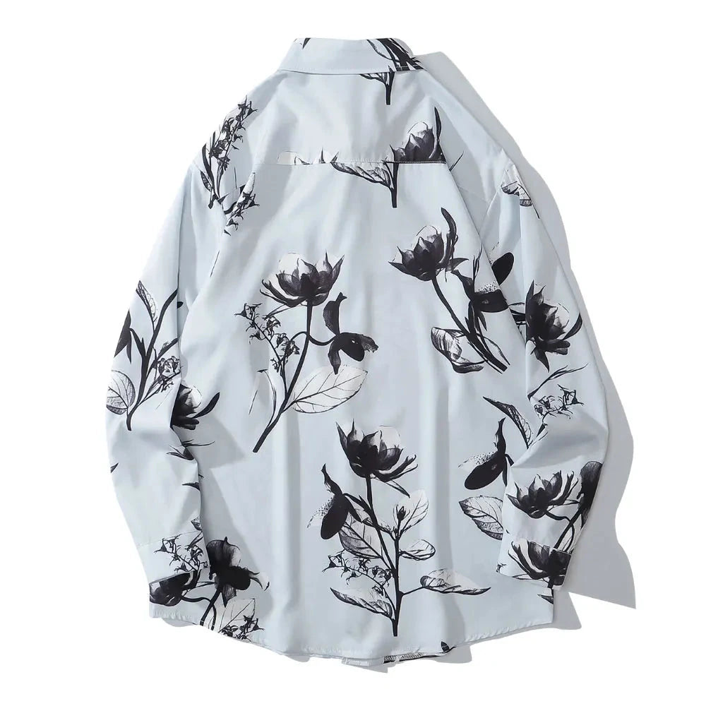 Streetwear Gonthwid Hawaiian Beach Shirts Graffiti Flowers Print Long Sleeve Butt Gonthwid Hawaiian Beach Shirts Graffiti Flowers Print Long Sleeve Button Shirts Hip Hop Casual Harajuku Holiday Party Blouse Fashion Sweater Jacket With Graphic Design For Men