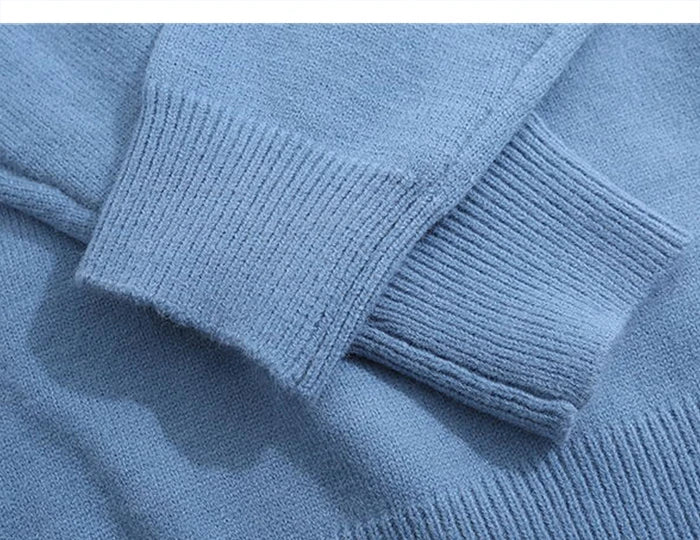 Men Harajuku Sweater Cartoon Duck Goose Embroidery Knitted Pullover Japanese College Style O-Neck Jumper Unisex Spring Autunm Street King Limited