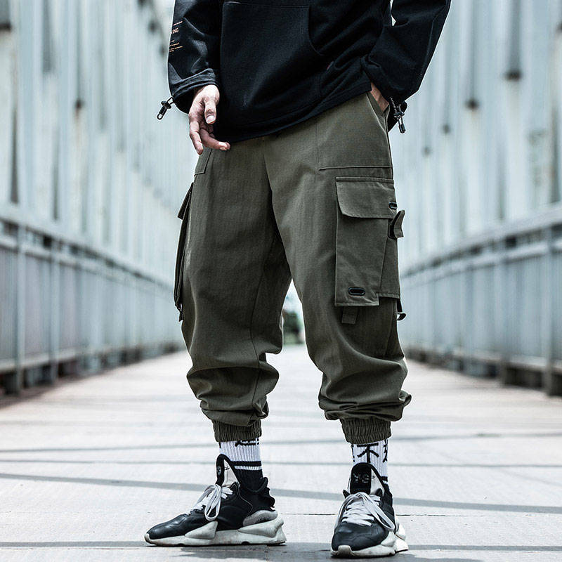 Black Cargo Pants Men Hip Hop Loose Pants Mens Autumn Harem Pant Streetwear Harajuku Jogger Sweatpant Cotton Trousers Male Pants Daulet Apparel