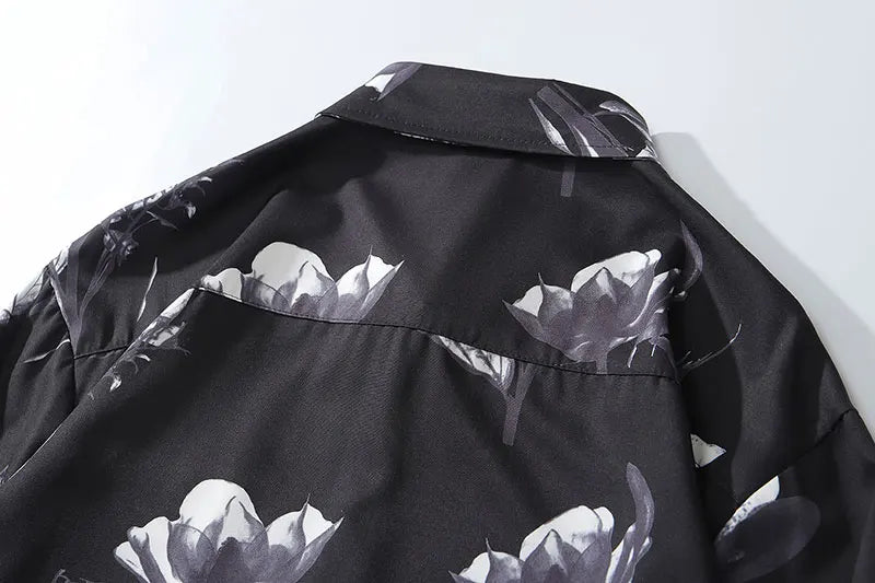 Streetwear Gonthwid Hawaiian Beach Shirts Graffiti Flowers Print Long Sleeve Butt Gonthwid Hawaiian Beach Shirts Graffiti Flowers Print Long Sleeve Button Shirts Hip Hop Casual Harajuku Holiday Party Blouse Fashion Sweater Jacket With Graphic Design For Men