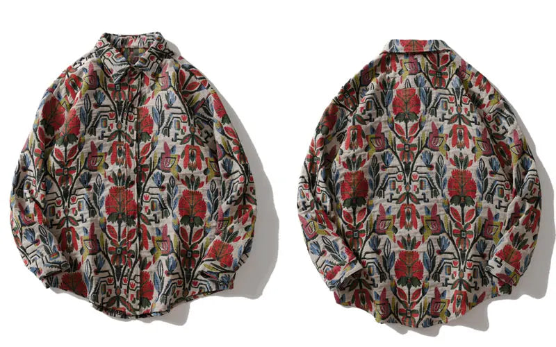 Streetwear Gonthwid Southwestern Aztec Tribal Indian Button Shirts Streetwear Hip Gonthwid Southwestern Aztec Tribal Indian Button Shirts Streetwear Hip Hop Casual Flowers Patterned Long Sleeve Shirt Coats Tops Fashion Sweater Jacket With Graphic Design For Men