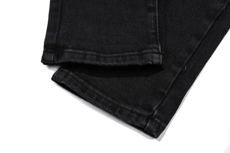knee zipper hole patckwork skinny denim jeans men casual slim biker trousers jeans fashion streetwear hip hop jean pants joggers unique joggers style 34