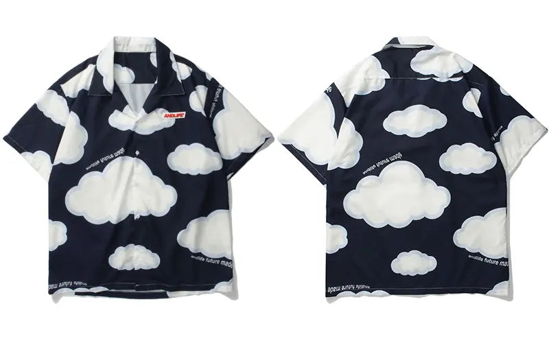 Streetwear Gonthwid Shirt Harajuku Clouds Print Shirt Jackets Coats Streetwear Hi Gonthwid Shirt Harajuku Clouds Print Shirt Jackets Coats Streetwear Hip Hop Harajuku Summer Fashion Men Short Sleeve Button Tops Fashion Sweater Jacket With Graphic Design For Men