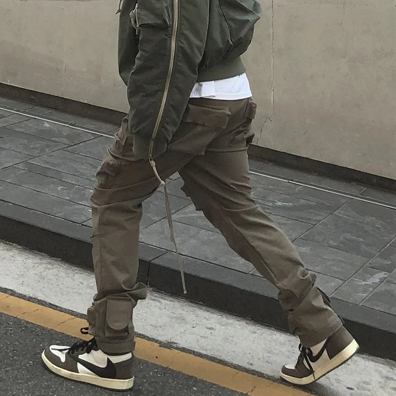 High Street Multi-pocket Drawstring Overalls Mens Straight Vibe Style Oversize Casual Cargo Pants Hip Hop Loose Baggy Trousers Street King Limited