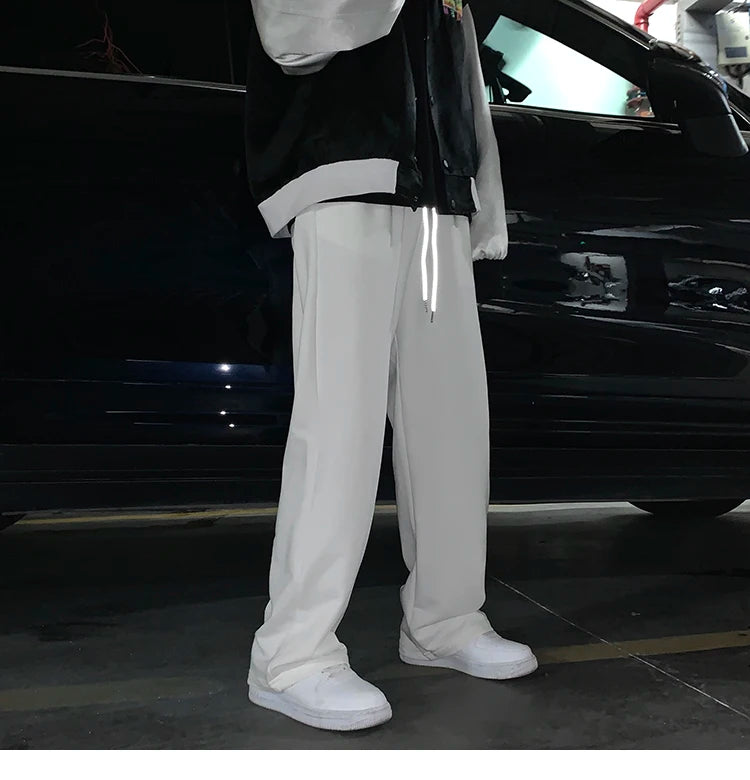 Summer Casual Pants Men Fashion Gray Black White Wide-leg Pants Men Streetwear Loose Straight Sweatpants Mens Joggers Trousers Street King Limited