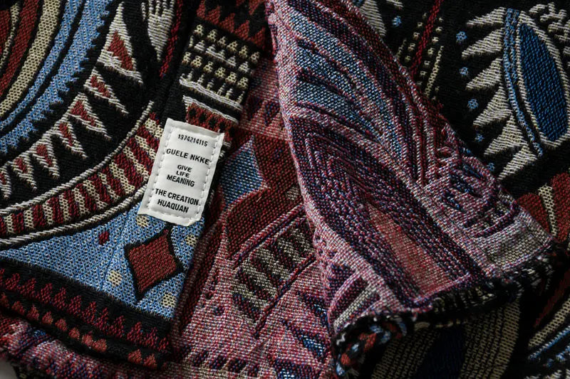 Streetwear Gonthwid Knitted Shirts Nation Style Geometry Flowers Color Block Patc Gonthwid Knitted Shirts Nation Style Geometry Flowers Color Block Patchwork Long Sleeve Button Shirt Hip Hop Casual Tops Coats Fashion Sweater Jacket With Graphic Design For Men