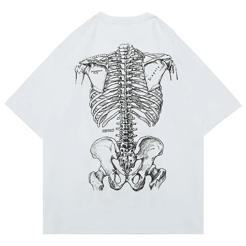 Summer Hip-hop Skull Printed Men Short-sleeved T-shirt Cotton Casual Unisex O-neck Loose Harajuku Short-sleeved Tops Tee T-shirt Street King Limited