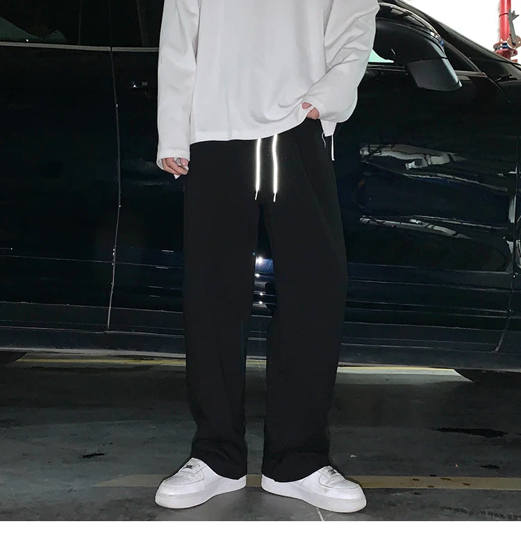 Summer Casual Pants Men Fashion Gray Black White Wide-leg Pants Men Streetwear Loose Straight Sweatpants Mens Joggers Trousers Street King Limited
