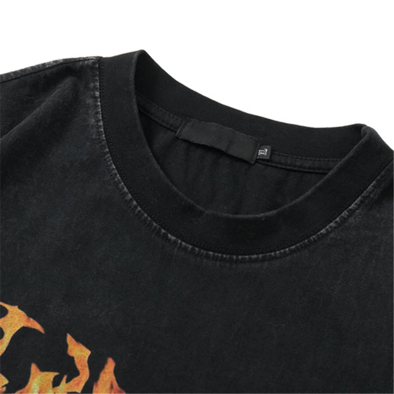 Rainbowtouches Oversized T-shirt Hip Hop Unisex Washed T Shirt Half Sleeve Women Print Love Youth High Street T Shirts Mens Street King Limited
