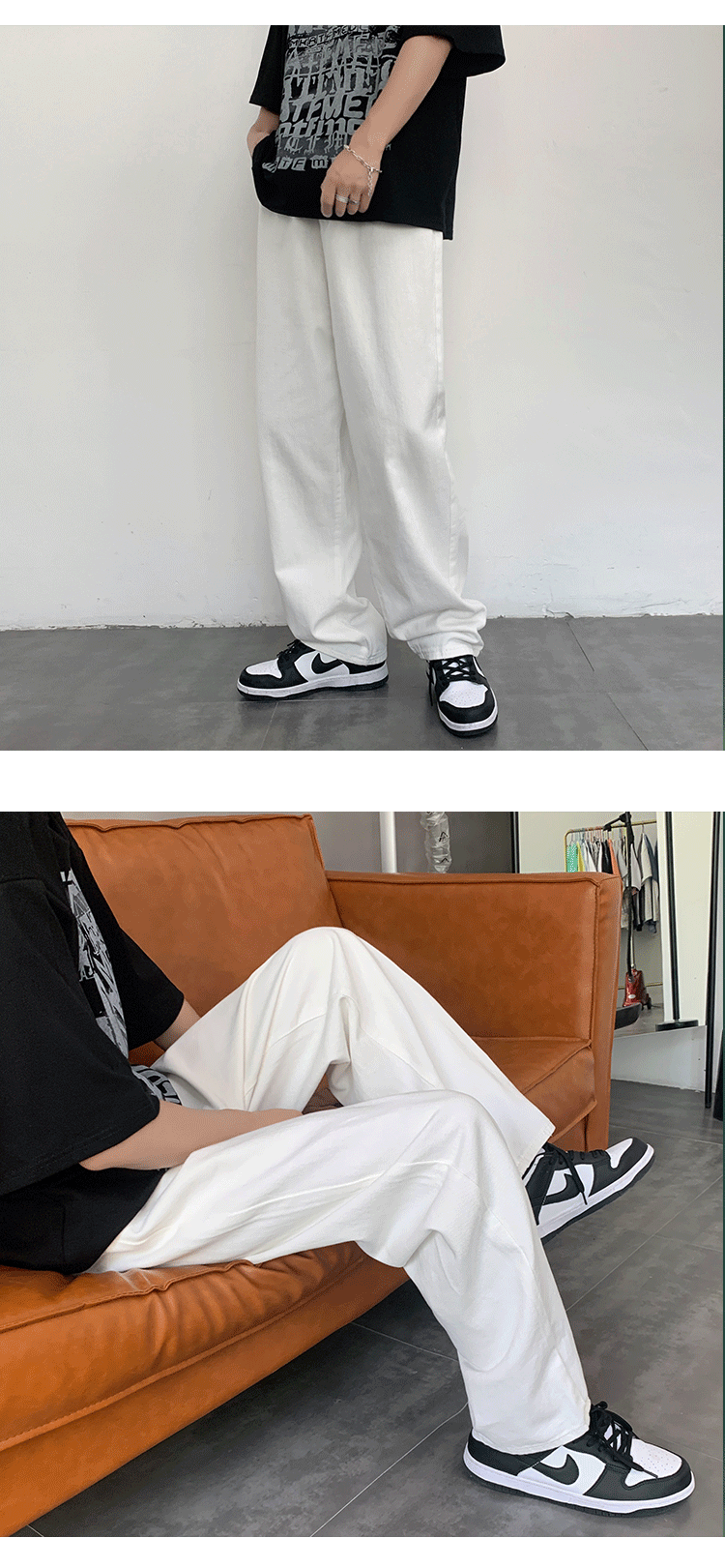 White Jeans Men Fashion Casual Wide Leg Jeans Men Streetwear Loose Hip-hop Straight Denim Pants Mens jean Trousers M-3XL Street King Limited