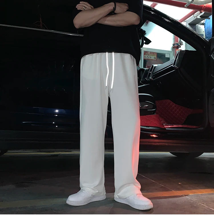 Summer Casual Pants Men Fashion Gray Black White Wide-leg Pants Men Streetwear Loose Straight Sweatpants Mens Joggers Trousers Street King Limited