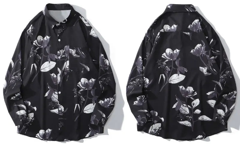 Streetwear Gonthwid Hawaiian Beach Shirts Graffiti Flowers Print Long Sleeve Butt Gonthwid Hawaiian Beach Shirts Graffiti Flowers Print Long Sleeve Button Shirts Hip Hop Casual Harajuku Holiday Party Blouse Fashion Sweater Jacket With Graphic Design For Men