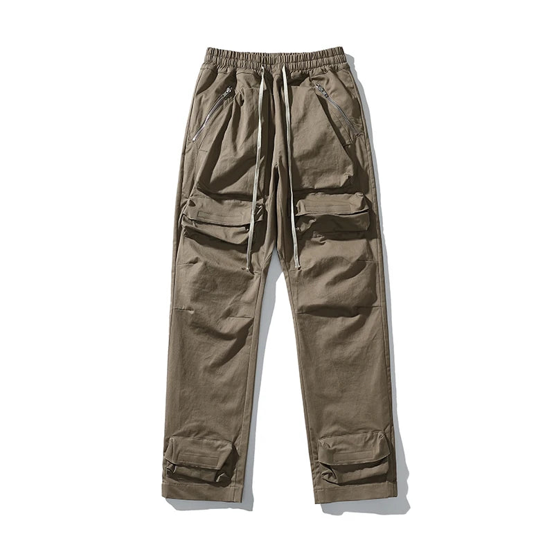 High Street Multi-pocket Drawstring Overalls Mens Straight Vibe Style Oversize Casual Cargo Pants Hip Hop Loose Baggy Trousers Street King Limited