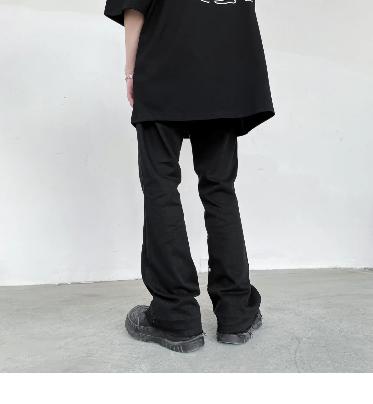 fashion letters embroidery denim flare jeans mens high street elastic waist straight trouser hip hop streetwear pants joggers unique joggers style 3776