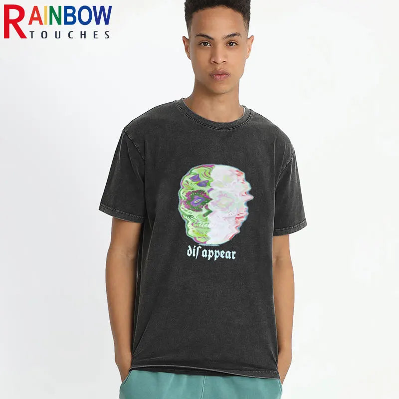 Rainbowtouches 2021 New Half-Sleeve T-Shirt Unisex High Street Skull Printing Loose Casual T-shirts Punk Hip Hop Fashion T-shirt Street King Limited