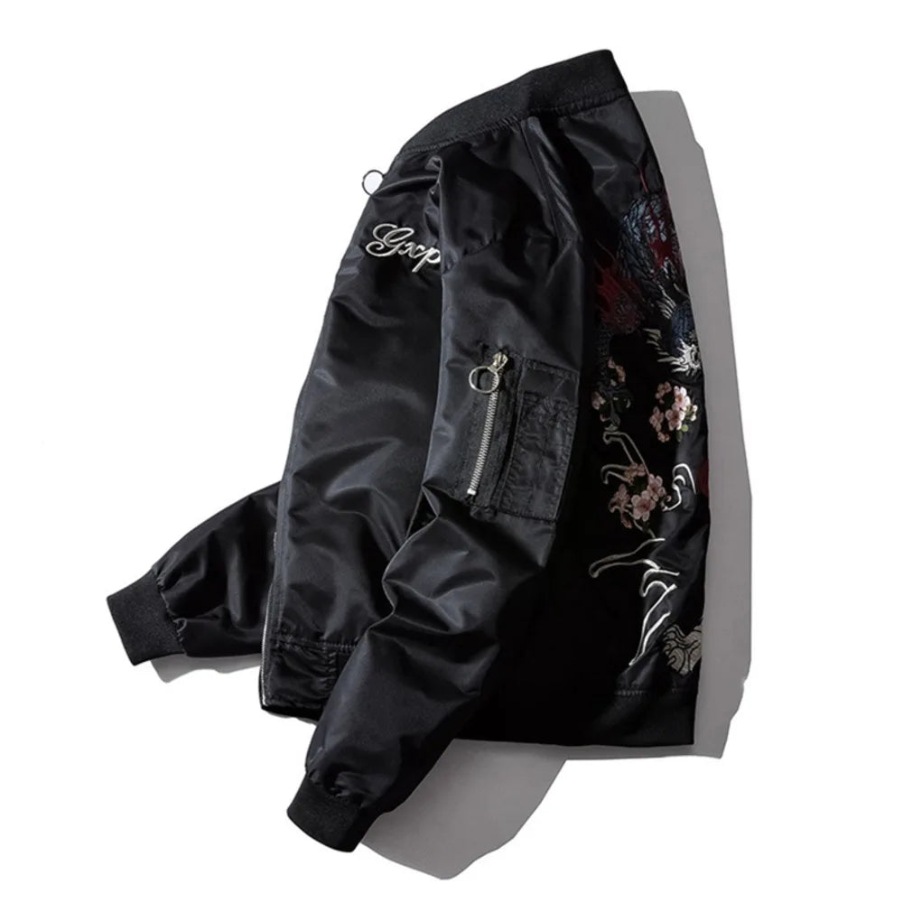 sukajan bomber jacket men yokosuka souvenir japan anime embroidered ma1 coat dragon tiger boys baseball clothes spring autumn menswear bottoms