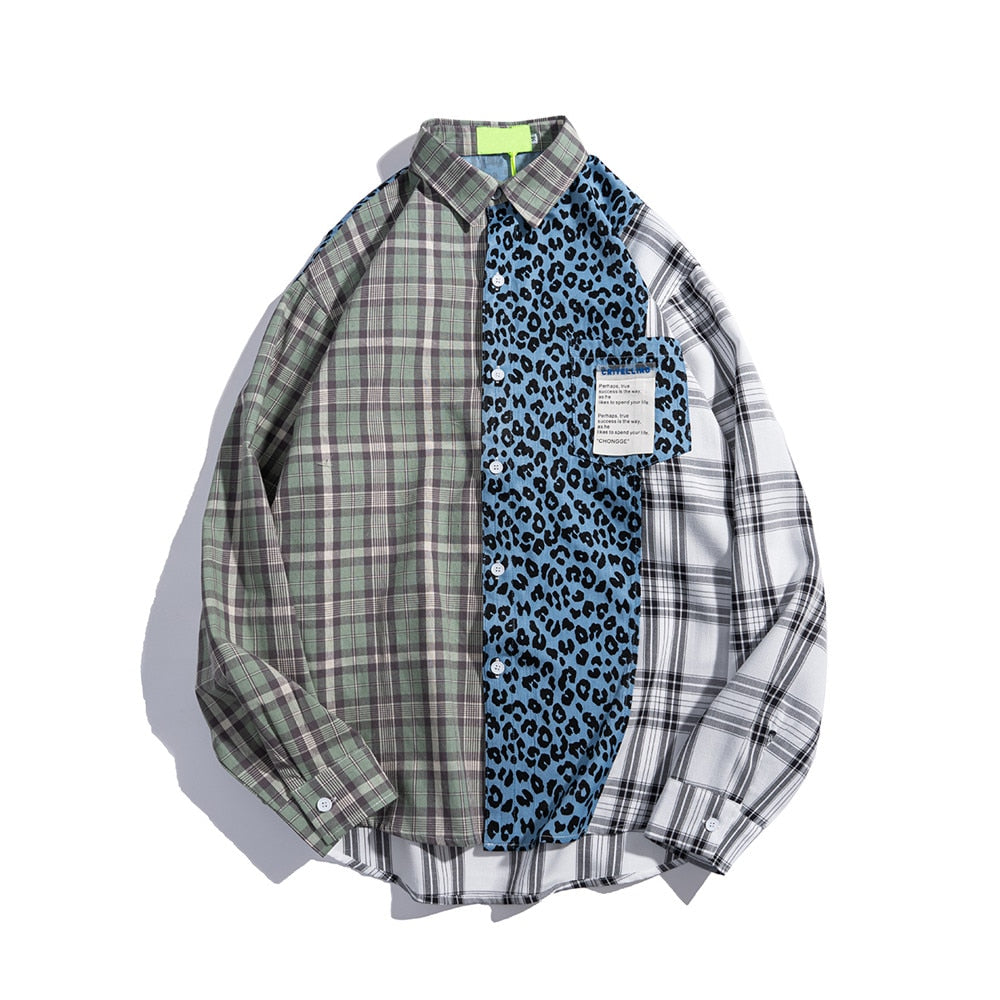 "Leopard Plaid" Unisex Men Women Streetwear Graphic Shirt Daulet Apparel