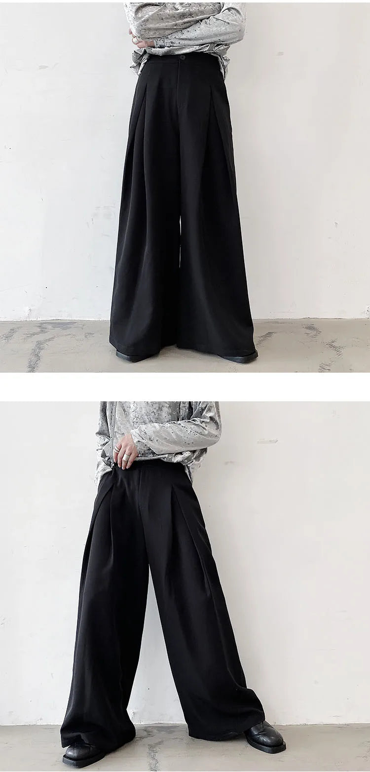 pants men high waist casual wide leg suit pant male vintage fashion japan korea streetwear loose long trousers unique default style 955