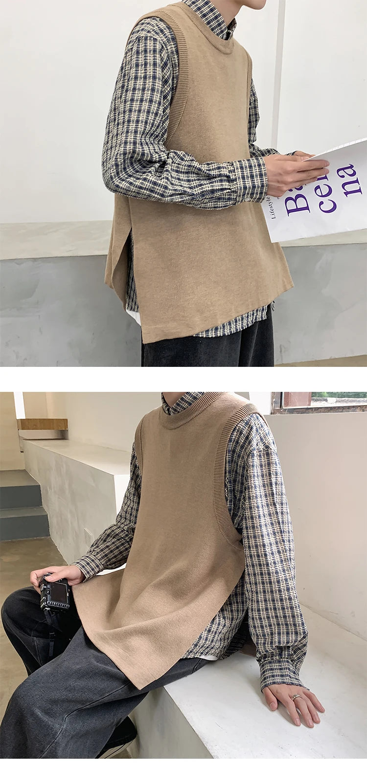 Autumn Sweater Vest Men's Fashion Retro Casual Knitted Pullover Men Slim Fit Korean Knitting Sweaters Mens Jumper Clothes M-3XL Street King Limited
