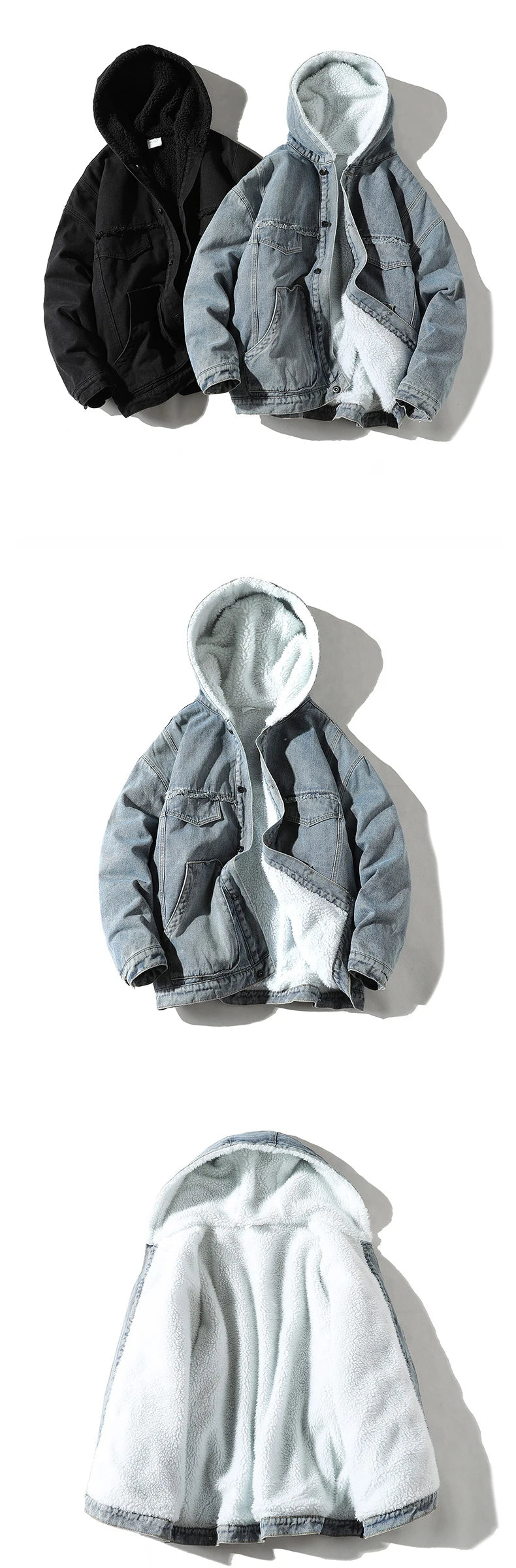 Winter Cowboy Jackets Men Fur Warm Thick Cotton Hooded Parkas Casual Fashion Warm Coats Male Street King Limited