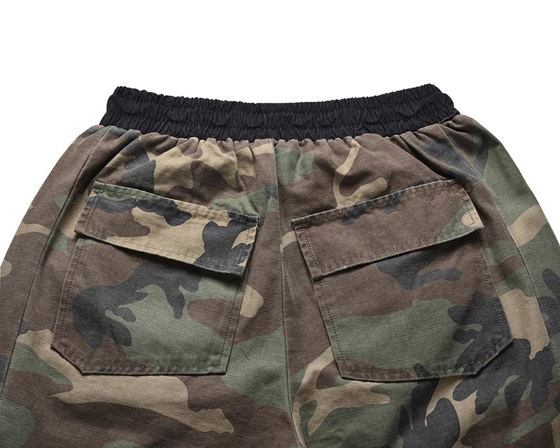 Camouflage Cargo Pants Bieber Hip Hop Vintage Multi-pocket Bottom Button Men's Cargo Trousers Streetwear Mens Military Pants Street King Limited
