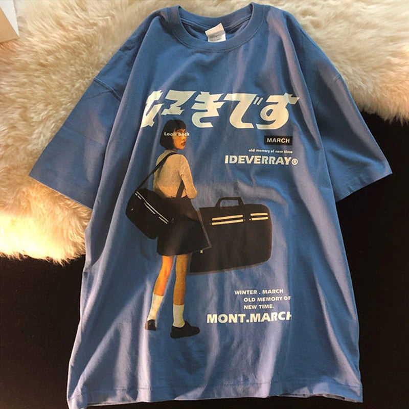 Hip Hop Streetwear Harajuku T Shirt Girl Japanese Kanji Print Tshirt 2021CC Summer Mens Short Sleeve Cotton Oversized T-Shirt Street King Limited