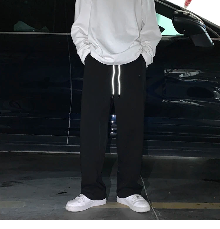 Summer Casual Pants Men Fashion Gray Black White Wide-leg Pants Men Streetwear Loose Straight Sweatpants Mens Joggers Trousers Street King Limited