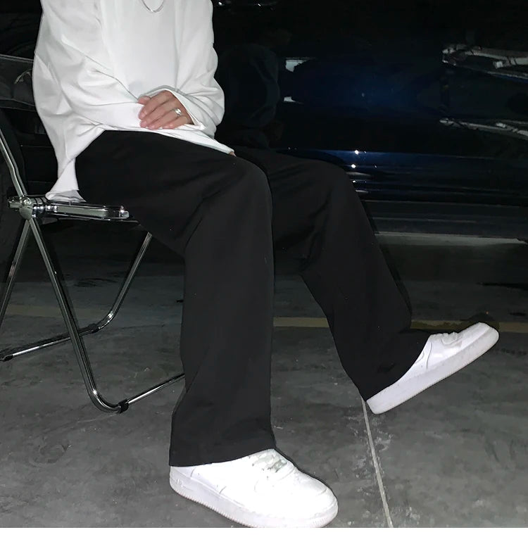 Summer Casual Pants Men Fashion Gray Black White Wide-leg Pants Men Streetwear Loose Straight Sweatpants Mens Joggers Trousers Street King Limited