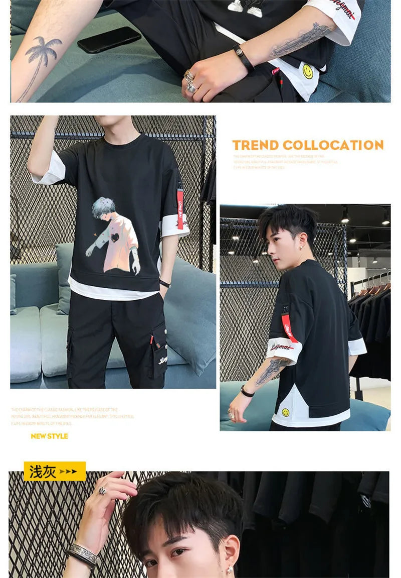 Hip Hop Kahaki T Shirt Short Sleeve Kawaii Harajuku Cat T Shirts Fashion Tee Streetwear Japan High Street Shirt Men 2021 Tops Street King Limited