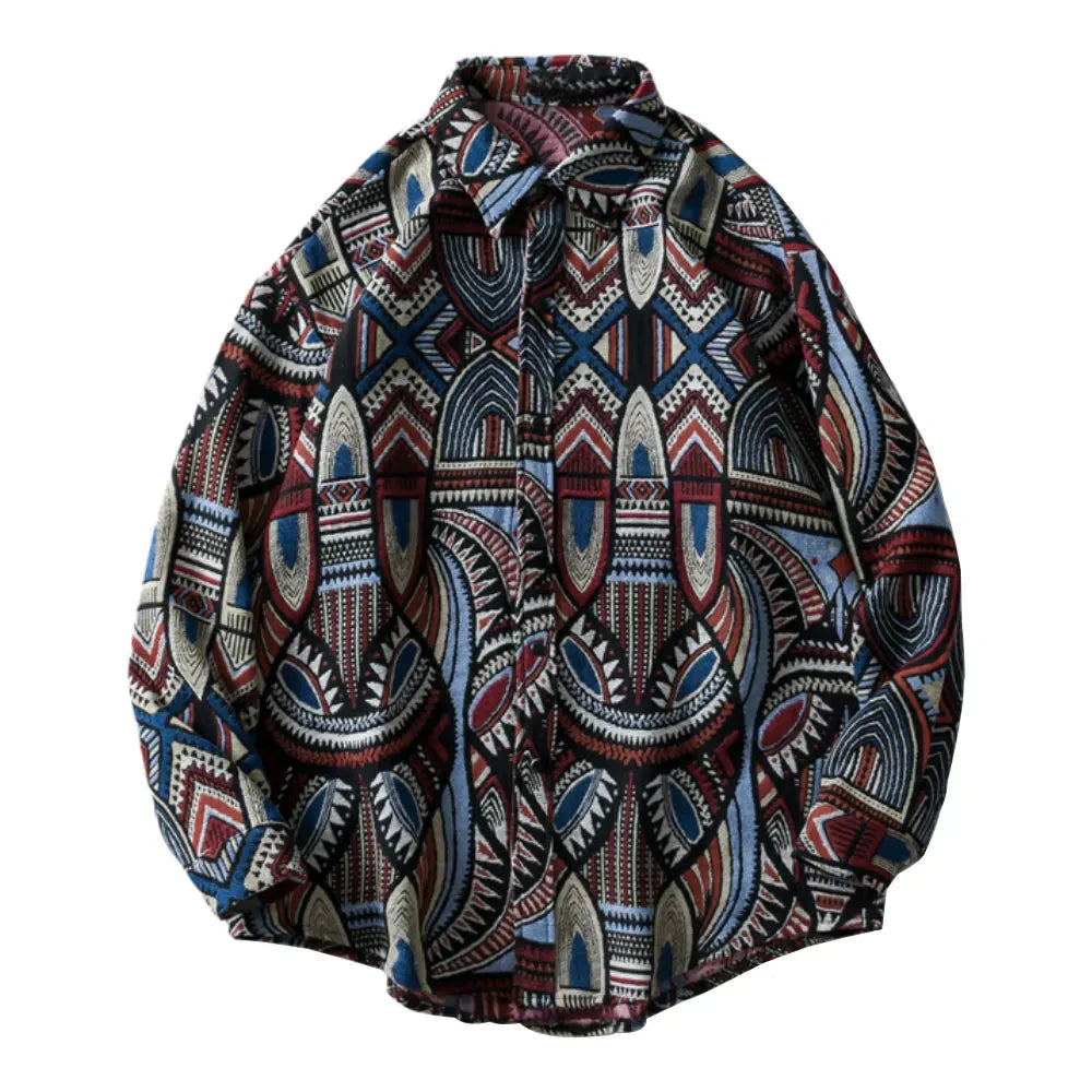 Streetwear Gonthwid Knitted Shirts Nation Style Geometry Flowers Color Block Patc Gonthwid Knitted Shirts Nation Style Geometry Flowers Color Block Patchwork Long Sleeve Button Shirt Hip Hop Casual Tops Coats Fashion Sweater Jacket With Graphic Design For Men