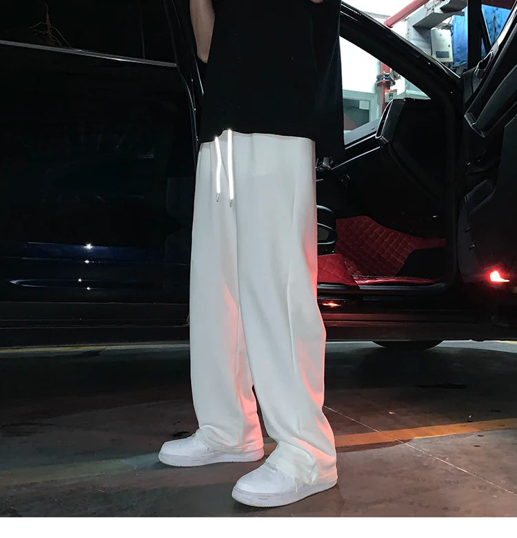 Summer Casual Pants Men Fashion Gray Black White Wide-leg Pants Men Streetwear Loose Straight Sweatpants Mens Joggers Trousers Street King Limited