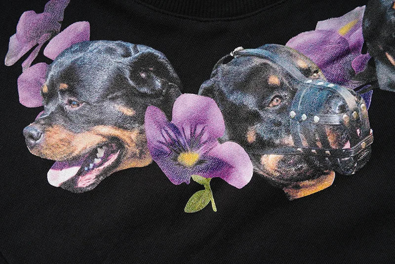 New Baolideng High Men Rottweiler flower gentleman Hoodies Hoody hooded Sweatshirts velvet Cotton Drake Thicken Fleece #E24 Street King Limited