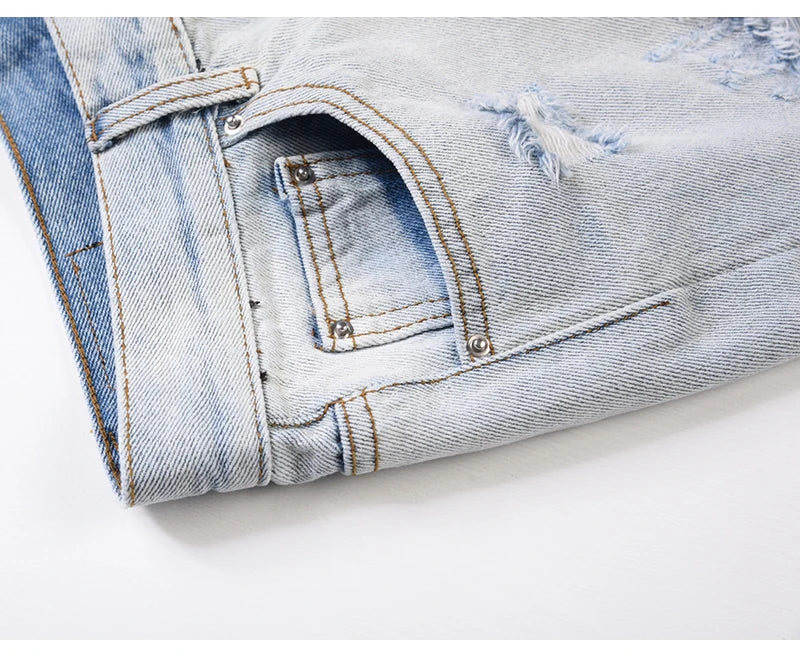 bottom zipper knee holes denim jeans destroyed ripped slim mens biker jeans new men fashion streetwear hip hop pants joggers unique joggers style 2405
